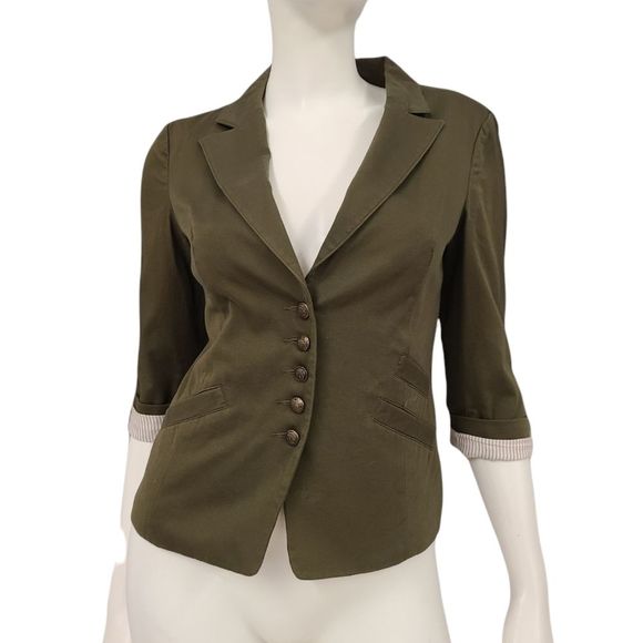 EXPRESS Green Blazer Military Style Size 2 - Picture 1 of 10